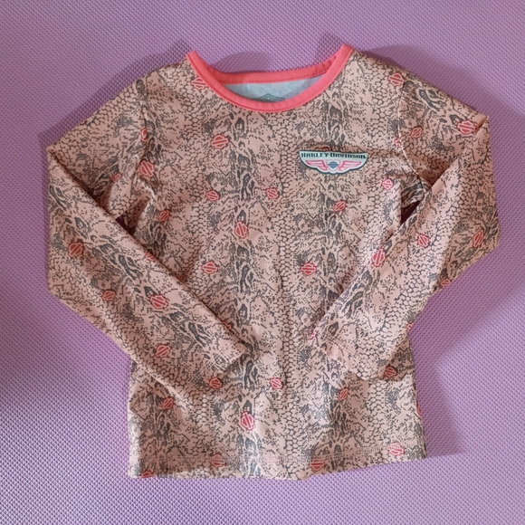 Harley-Davidson Other - Harley-Davidson Girls' Peach & Coral Snake-Print Long Sleeve Tee